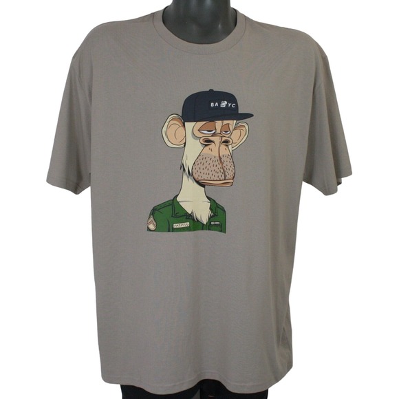 NWOT BAYC Bored Ape Yacht Club No BOunderies Oversized Beige T-Shirt M - Picture 1 of 4